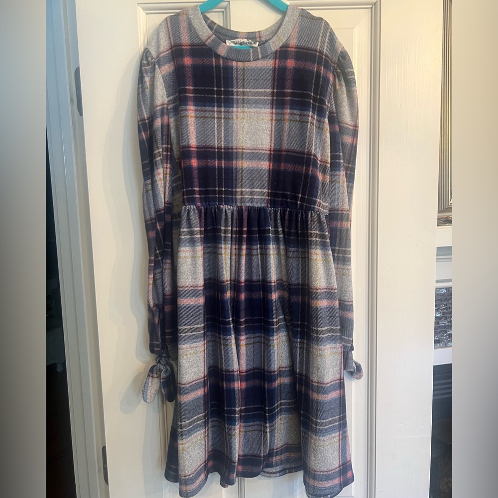 Plaid Knit Works Dress Girls Medium